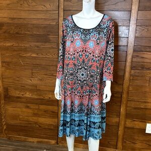 Chic Long Sleeve Patterned Dress
